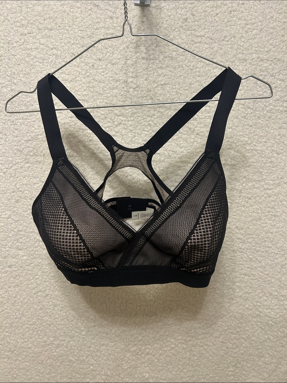 Lululemon Awake to Lace Bra in a black and barely beige 34 D